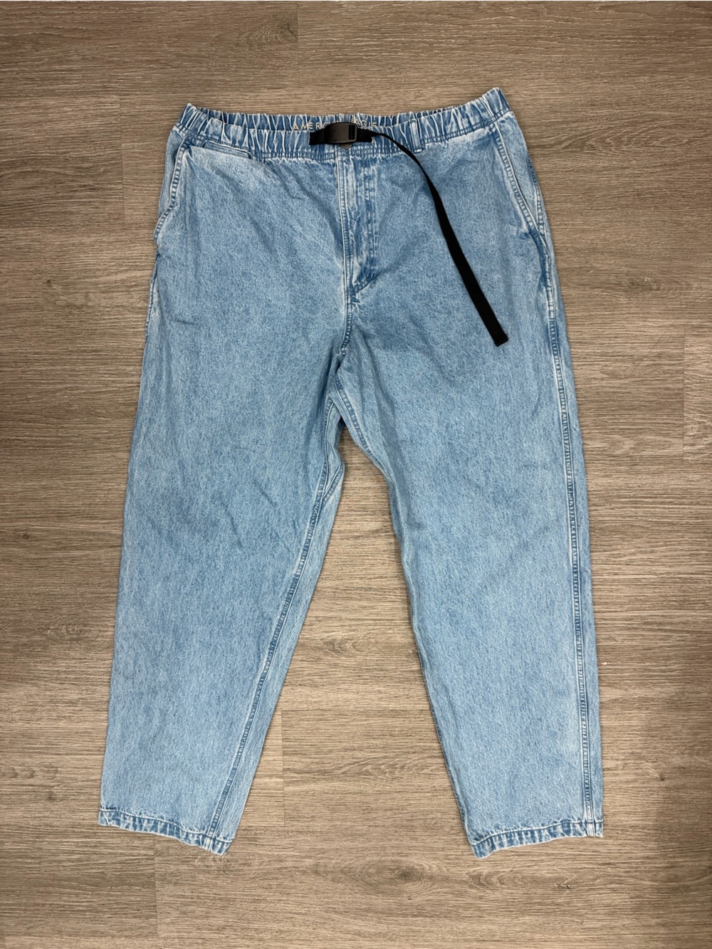 American Eagle Light Blue Relaxed Fit Jeans with Elastic Waist